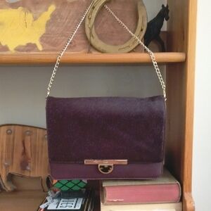 DKNY Deep Purple Shoulder Bag with Gold Chain